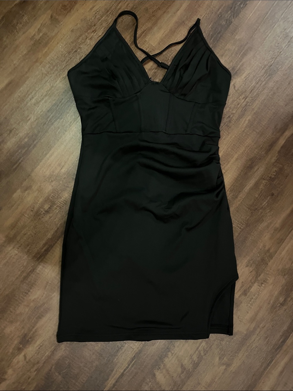 Fashion Nova Black Strappy Mini Bodycon Dress NWOT Sz M